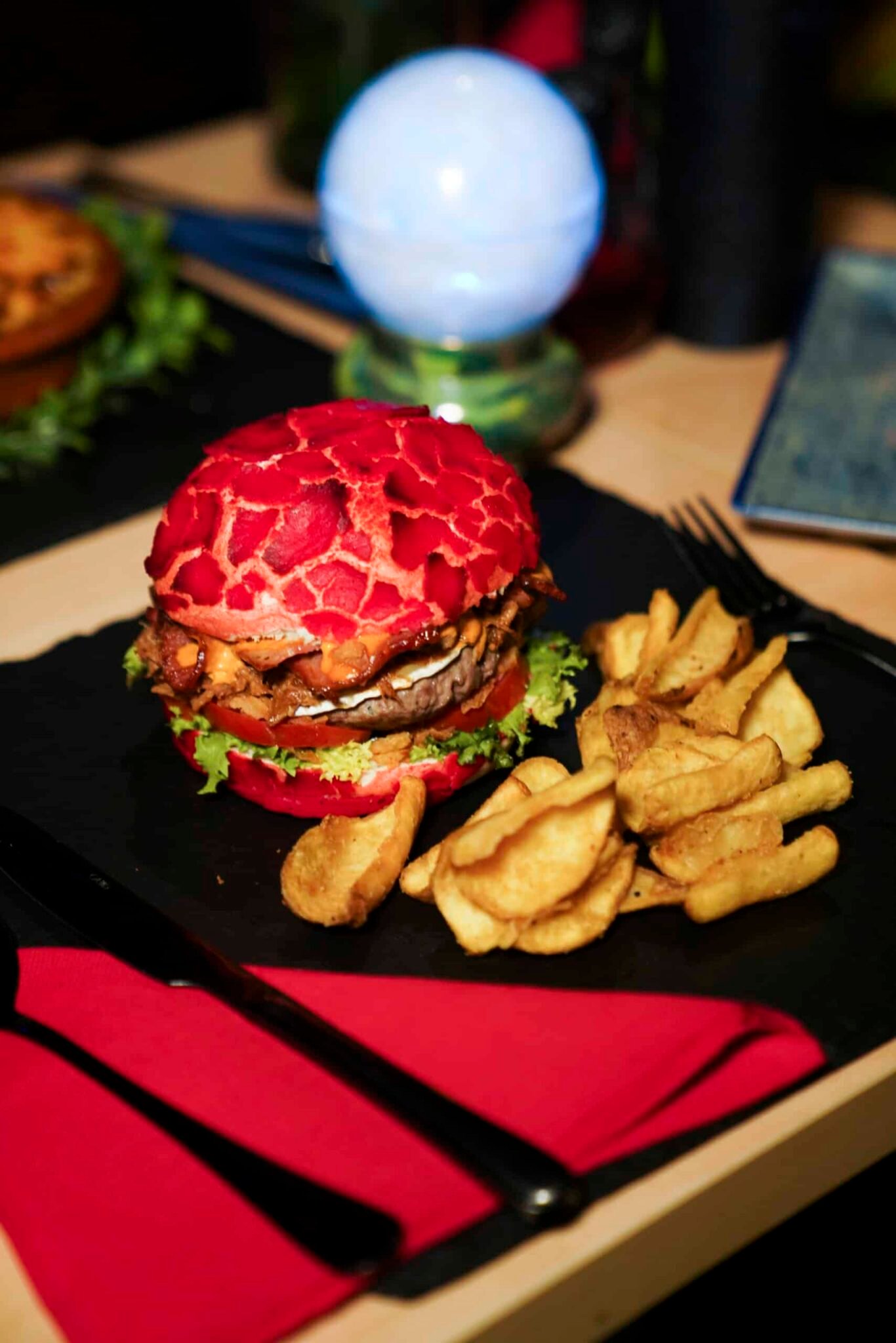 Hamburguesa en restaurante mágico
