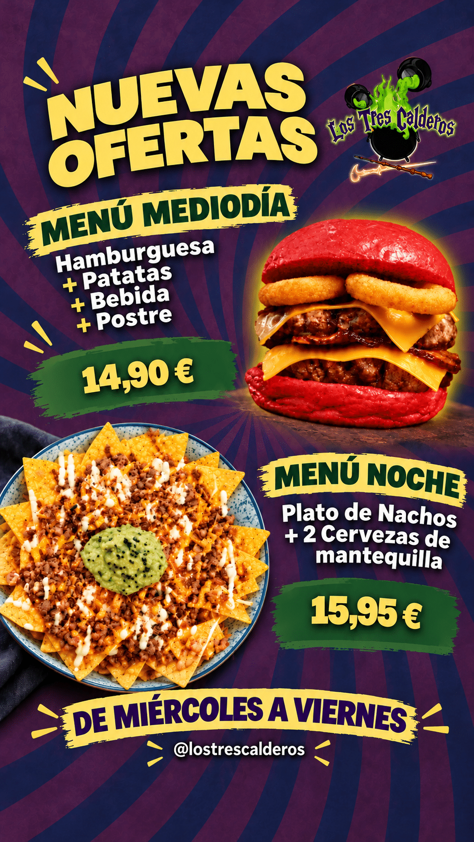 Menú mediodía por 14,90 € y menú noche por 15,95 €, de miércoles a viernes